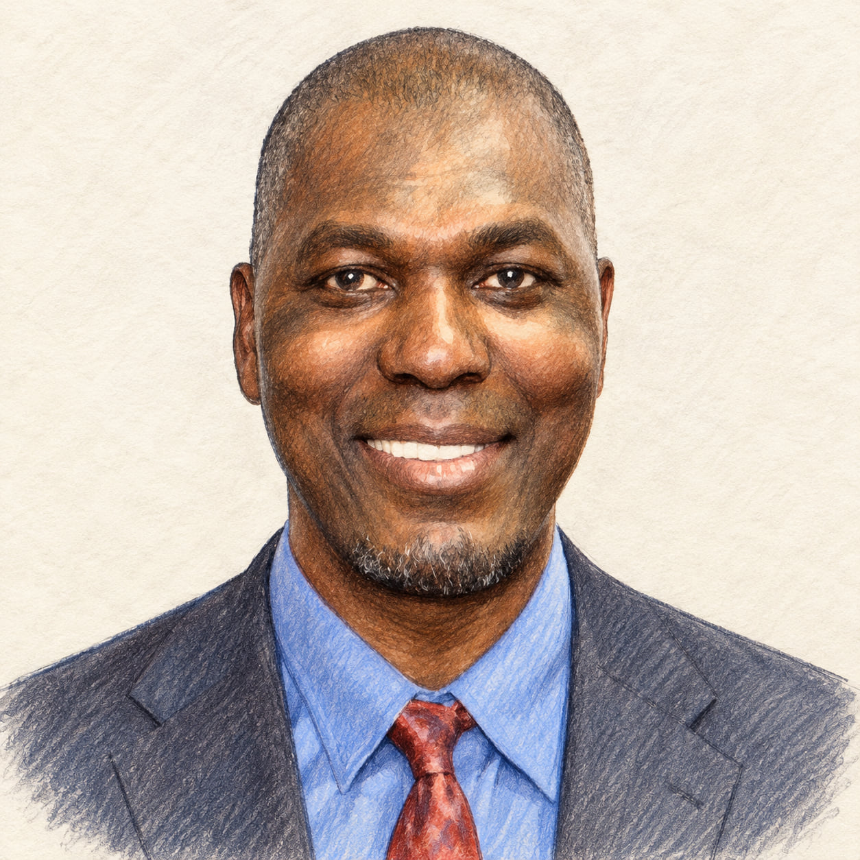 AI-generated pencil-and-ink drawing of Hakeem Olajuwon, based on a credited source photograph