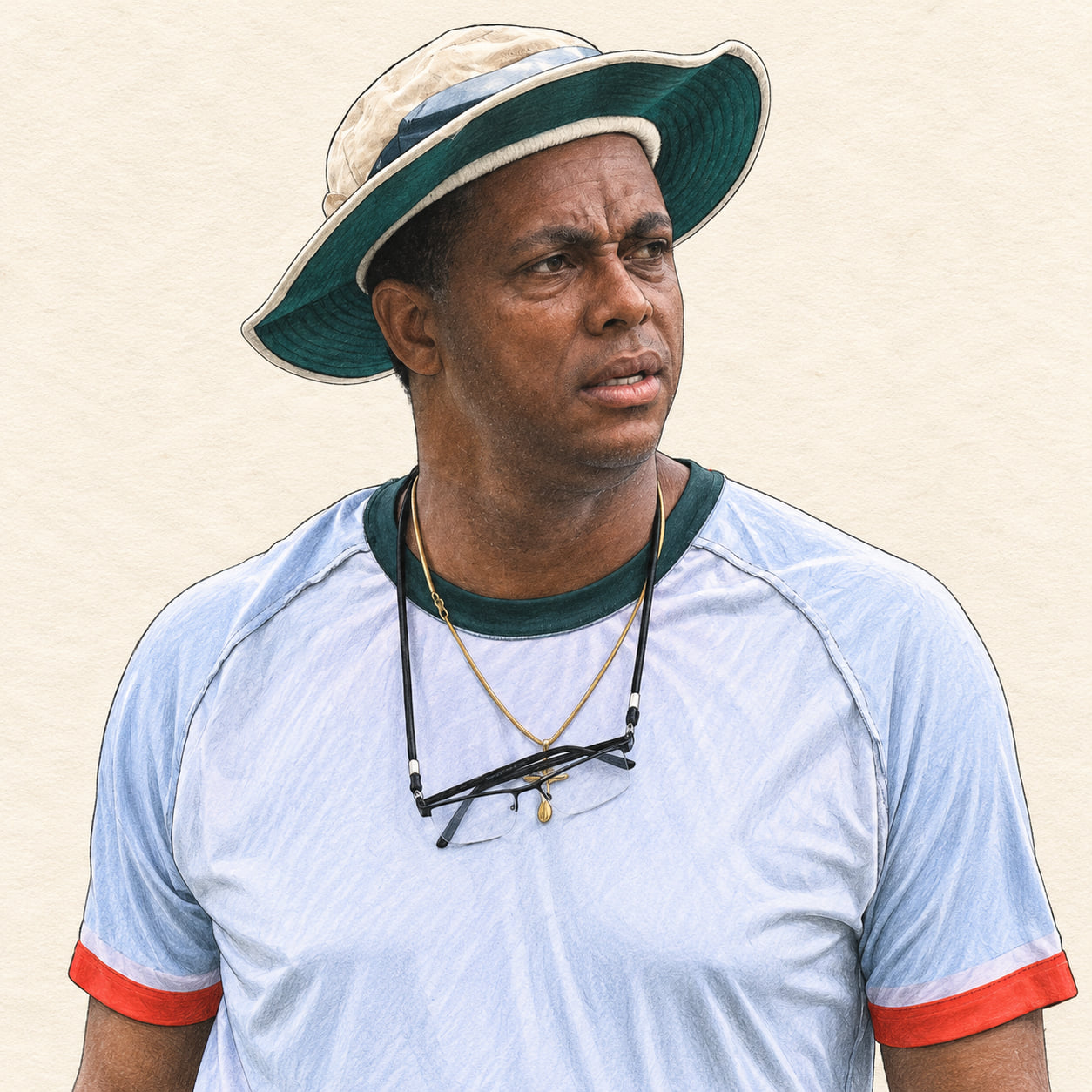 AI-generated pencil-and-gouache-style drawing of Courtney Walsh; not a photograph