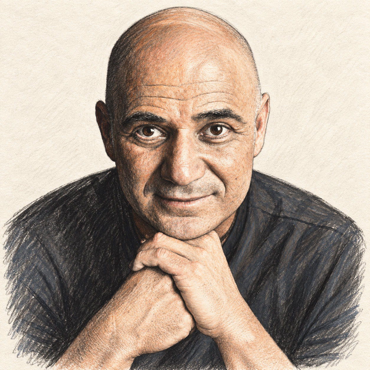 AI-generated drawn portrait of Andre Agassi based on the credited photograph