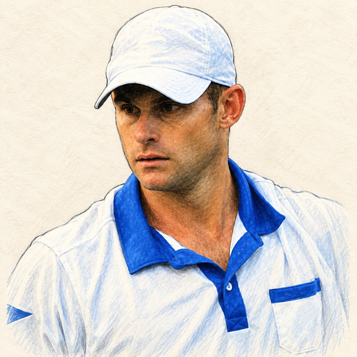 AI-generated drawn portrait of Andy Roddick based on the credited photograph