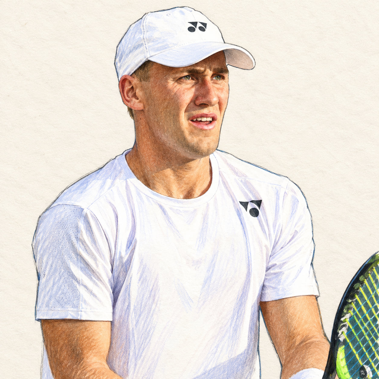 AI-generated drawn portrait of Casper Ruud based on the credited photograph