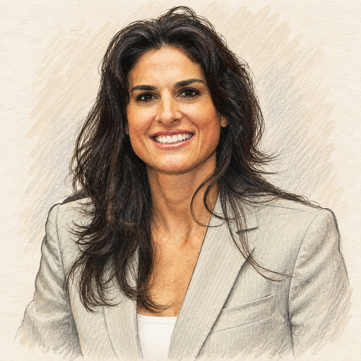 AI-generated drawn portrait of Gabriela Sabatini based on the credited photograph