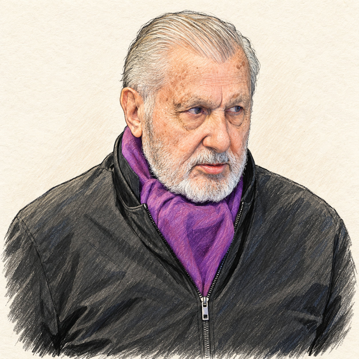AI-generated drawn portrait of Ilie Nastase based on the credited photograph