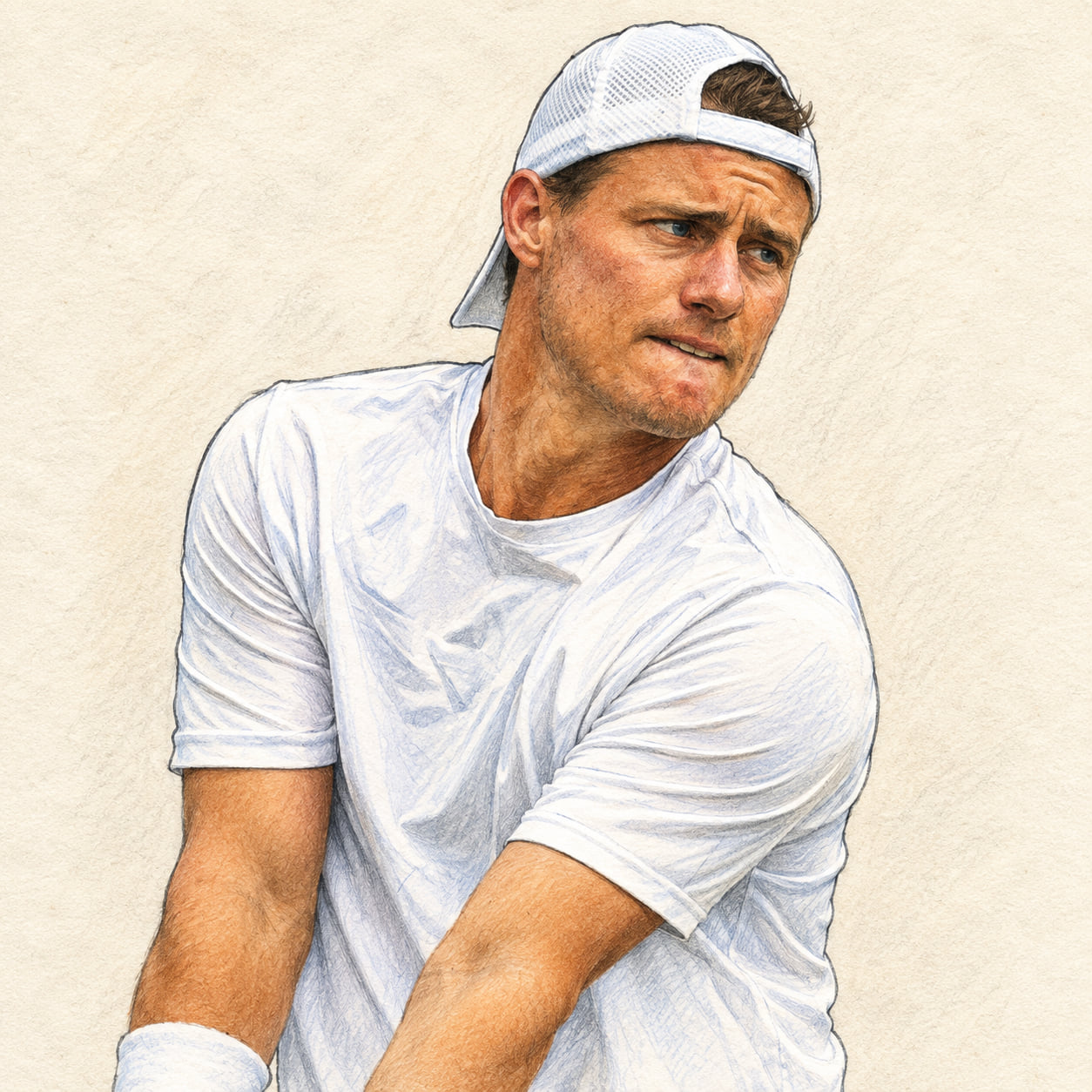 AI-generated drawn portrait of Lleyton Hewitt based on the credited photograph