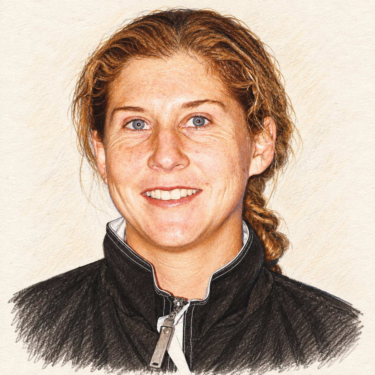 AI-generated drawn portrait of Monica Seles based on the credited photograph