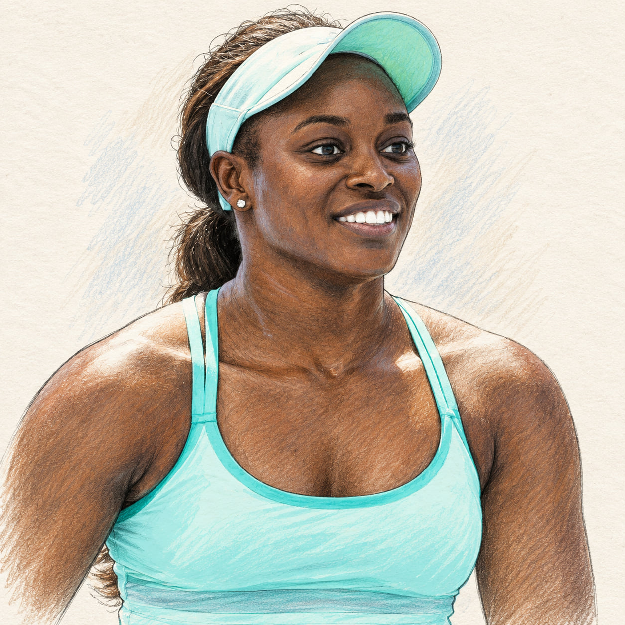 AI-generated drawn portrait of Sloane Stephens based on the credited photograph