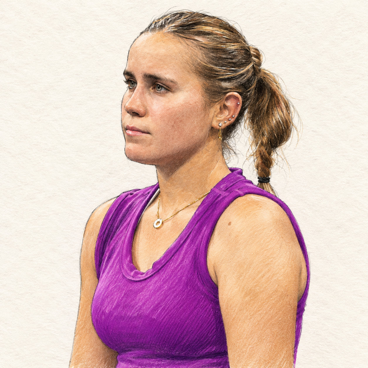 AI-generated drawn portrait of Sofia Kenin based on the credited photograph