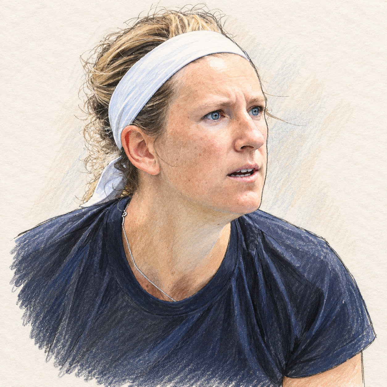 AI-generated drawn portrait of Victoria Azarenka based on the credited photograph