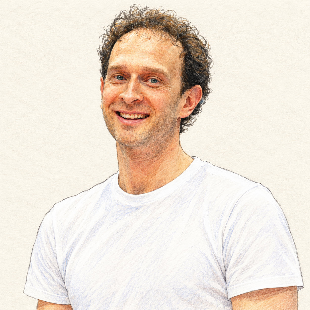 AI-generated pencil-and-ink drawing of Lorenzo Bernardi, based on a credited source photograph
